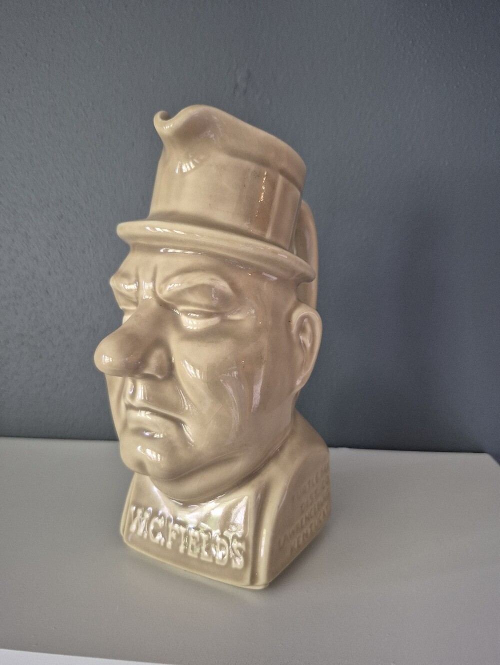 Vintage WC Fields Ceramic Character Pitcher in Cream, Kentucky Bourbon Whiskey